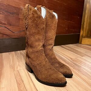 VINTAGE Cowtown Heavy Rough Out Cowboy Boots Size 8.5 EE Mens Western Suede